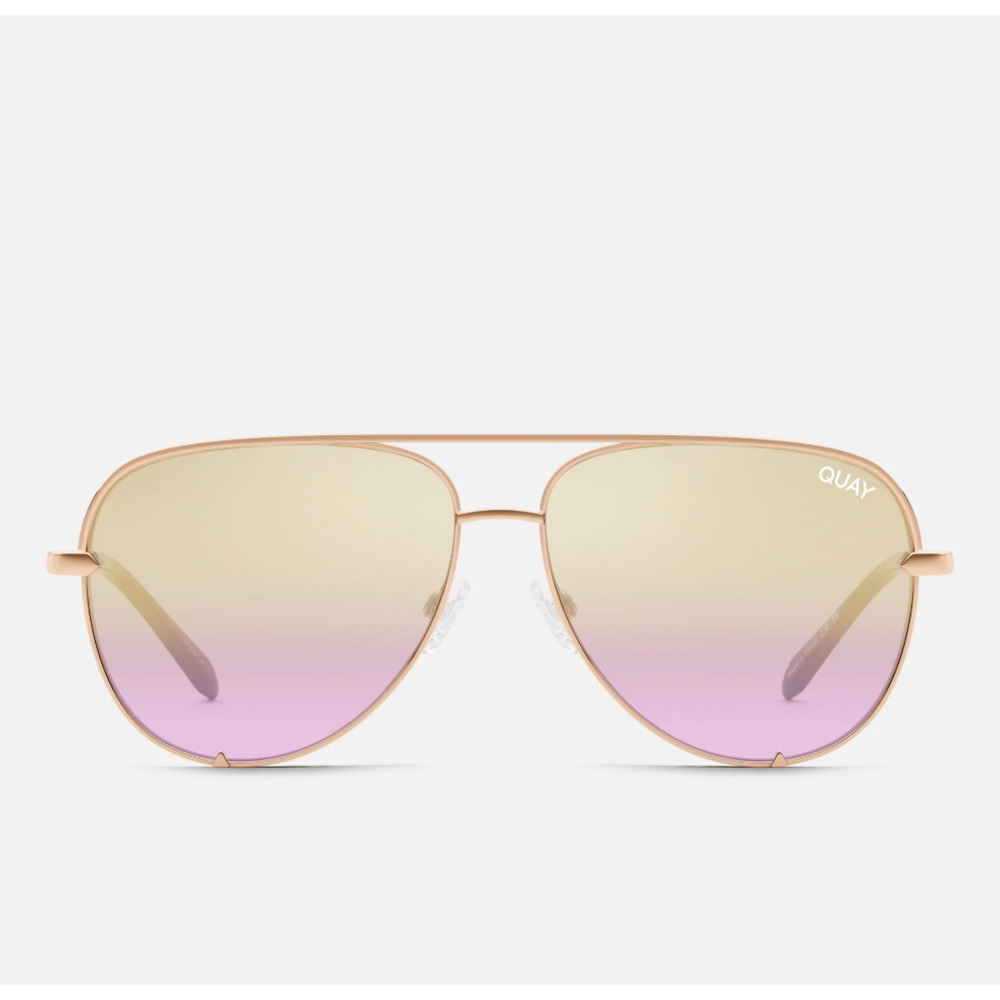 Quay High Key Medium Sunglasses Rose Gold Lavender Fade